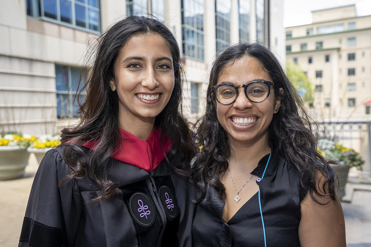 Ashiana Jivraj, DMD21, poses with a classmate on Class Day.