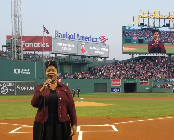 Martha singing at Sox