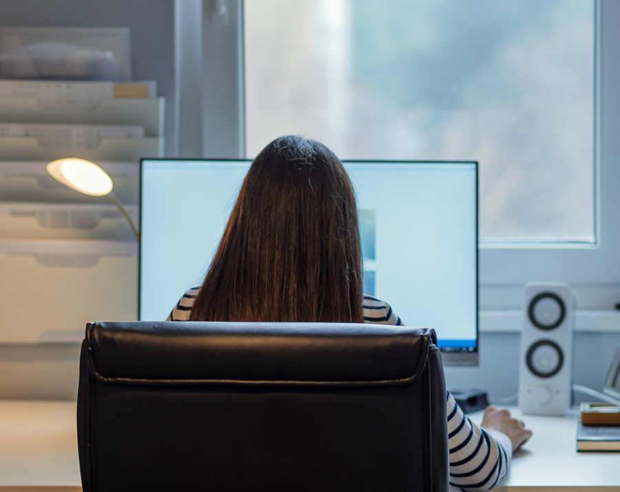 student at computer
