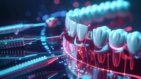 3D illustration of dental implants with modern technology