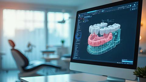 Dental Implant Design on Computer Screen.