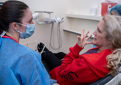 Female vet with student