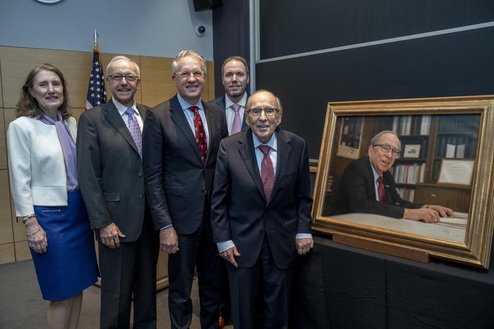 Dean Donoff and members of leadership at portrait reveal