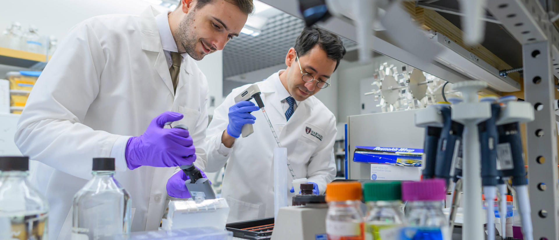 Two researchers working in a lab