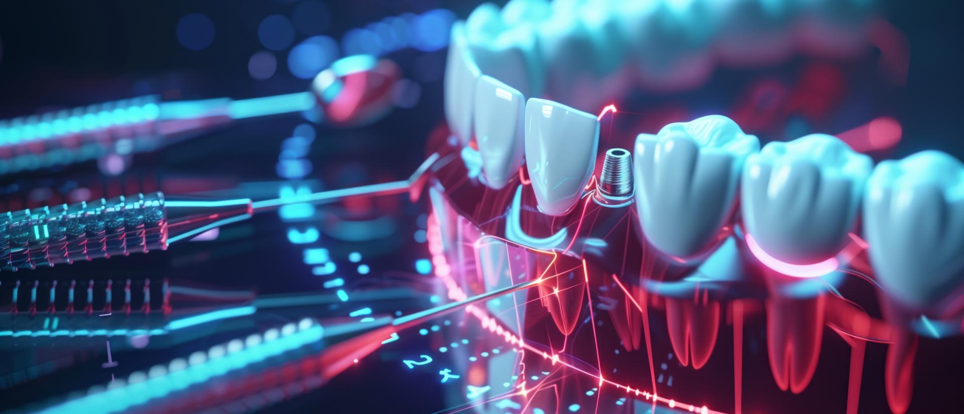 3D illustration of dental implants with modern technology