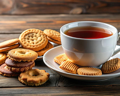 tea and assorted cookies
