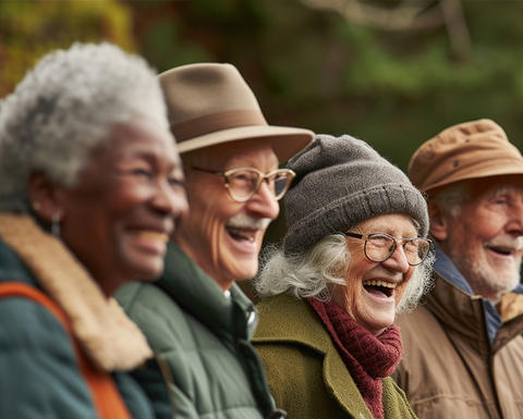 Group of older adults standing and smiling