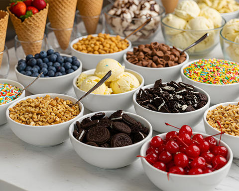 ice cream and toppings